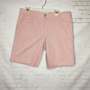 Lands' End Red & White Stripe Shorts Women's Sz 12